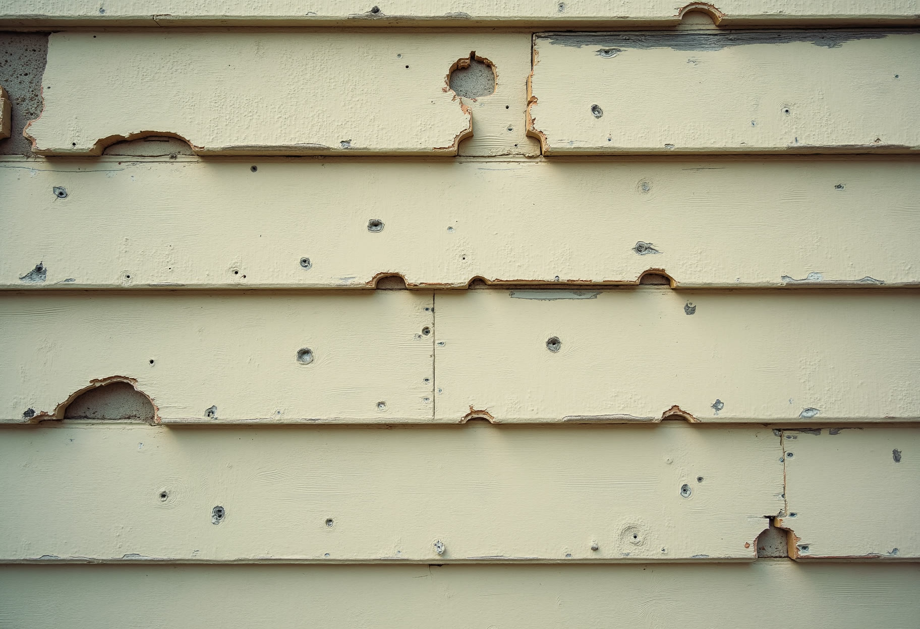 Hail-dented panels, before tear-off
